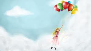 Balloon in the sky with girl